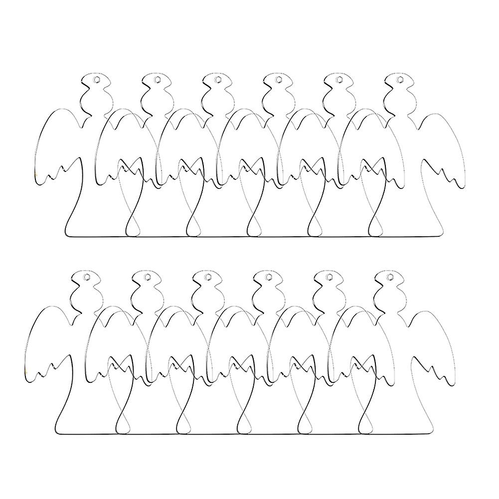 50Pcs Acrylic Christmas Ornament Blank Transparent Angel Acrylic Ornament with Hole for DIY Craft