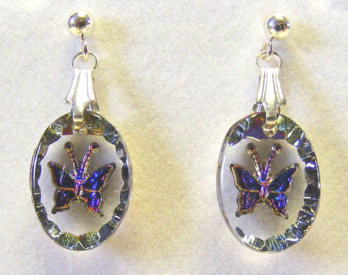 Heliotrope Butterfly Oval Earrings
