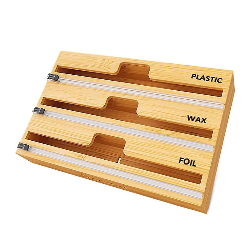 Home Kitchen Bamboo Plastic Wrap Storage Box