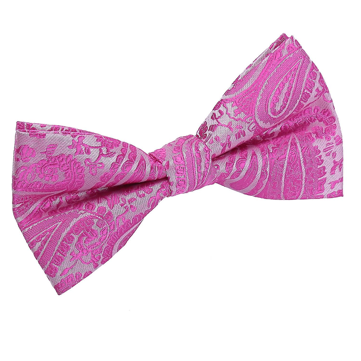 Fuchsia Pink Paisley Pre-Tied Bow Tie