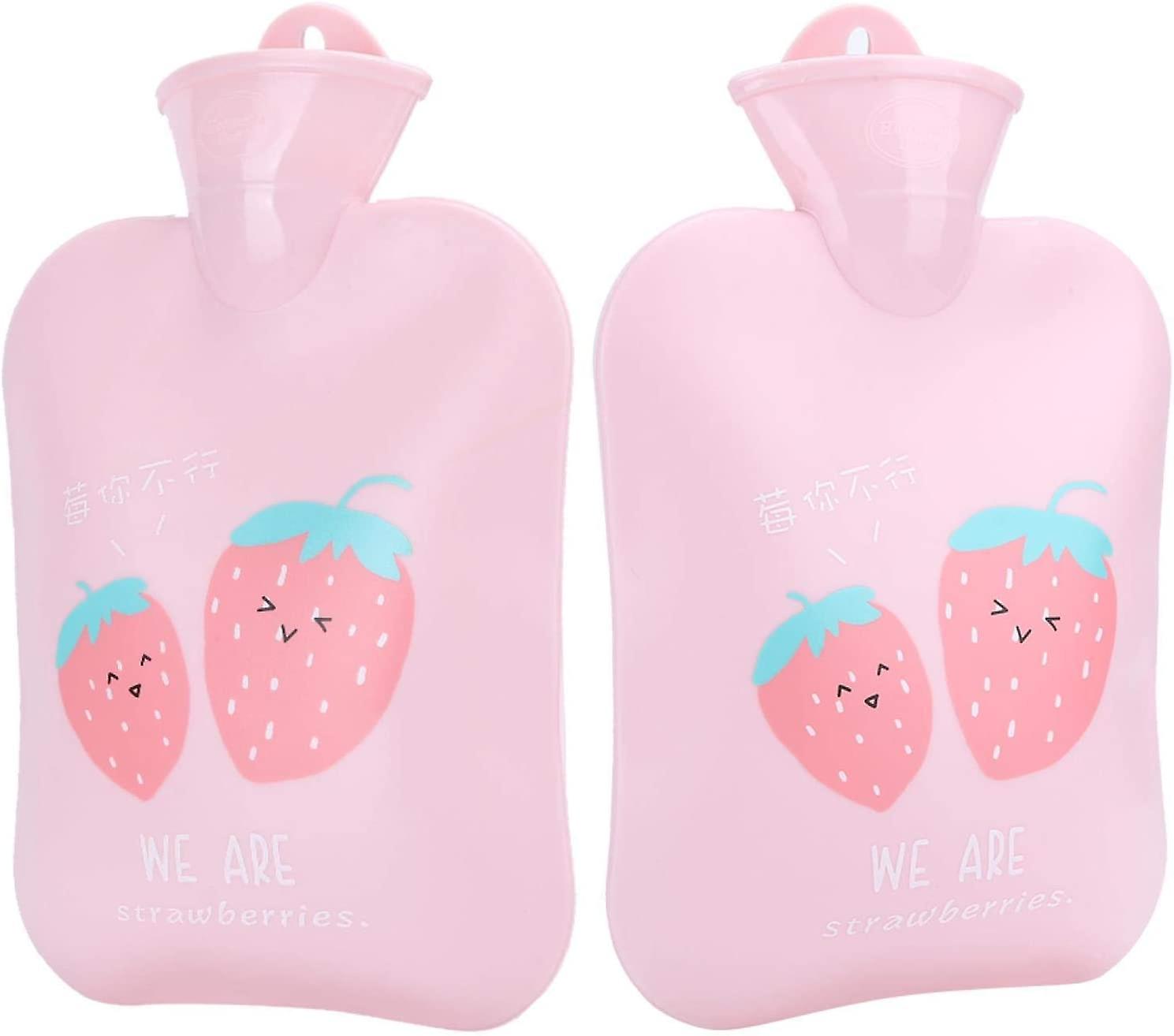 2pcs Portable Hand Warmer, Cartoon Strawberry Pattern Water Heater Filling Type, A Must-Have Artifact for Autumn and Winter