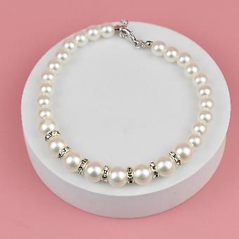 Pets' Favorite Diamond Pearl Necklace Puppy Kitty Jewelry - Sparkling Rhinestone Cat Wedding Necklace (Silver)