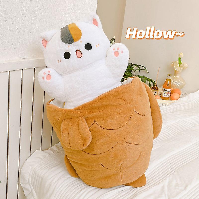 80X45cm Kawaii Taiyaki Gato Peluche Conejo Escondido en Zanahoria