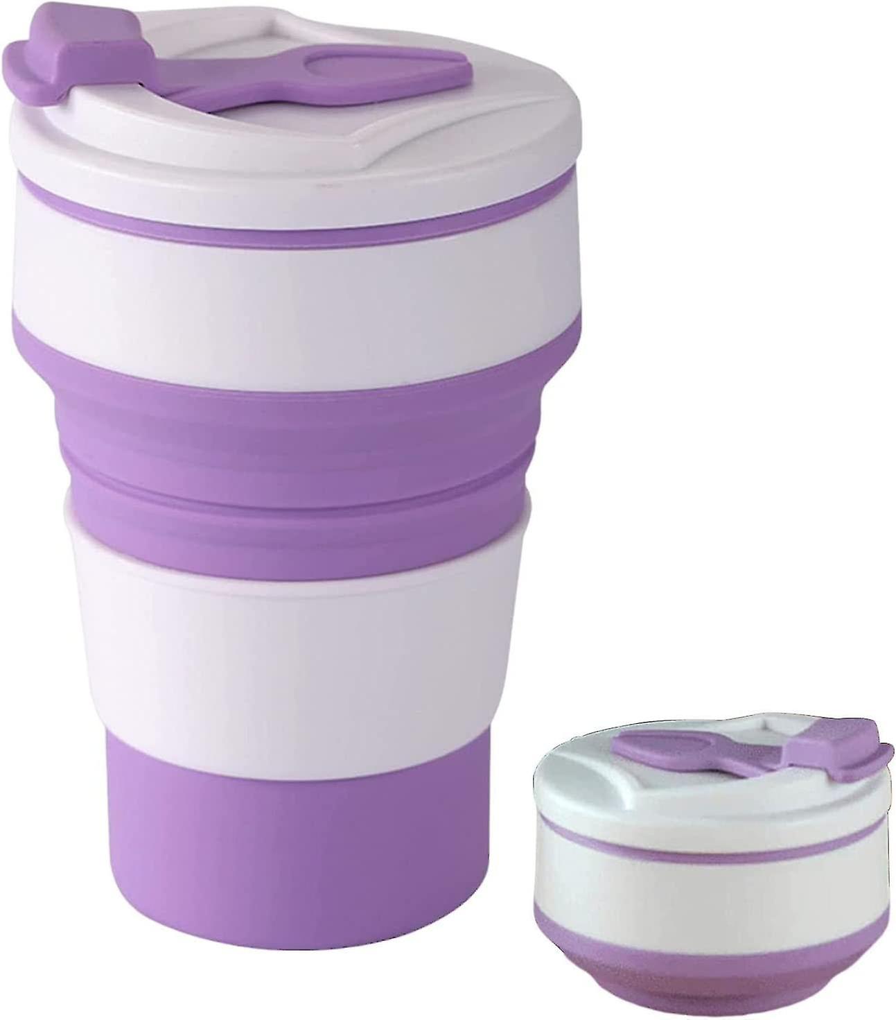 500ml Portable Coffee Mug, Foldable Travel Mug, Silicone Reusable Folding Cup With Lid, For Travel And Camping