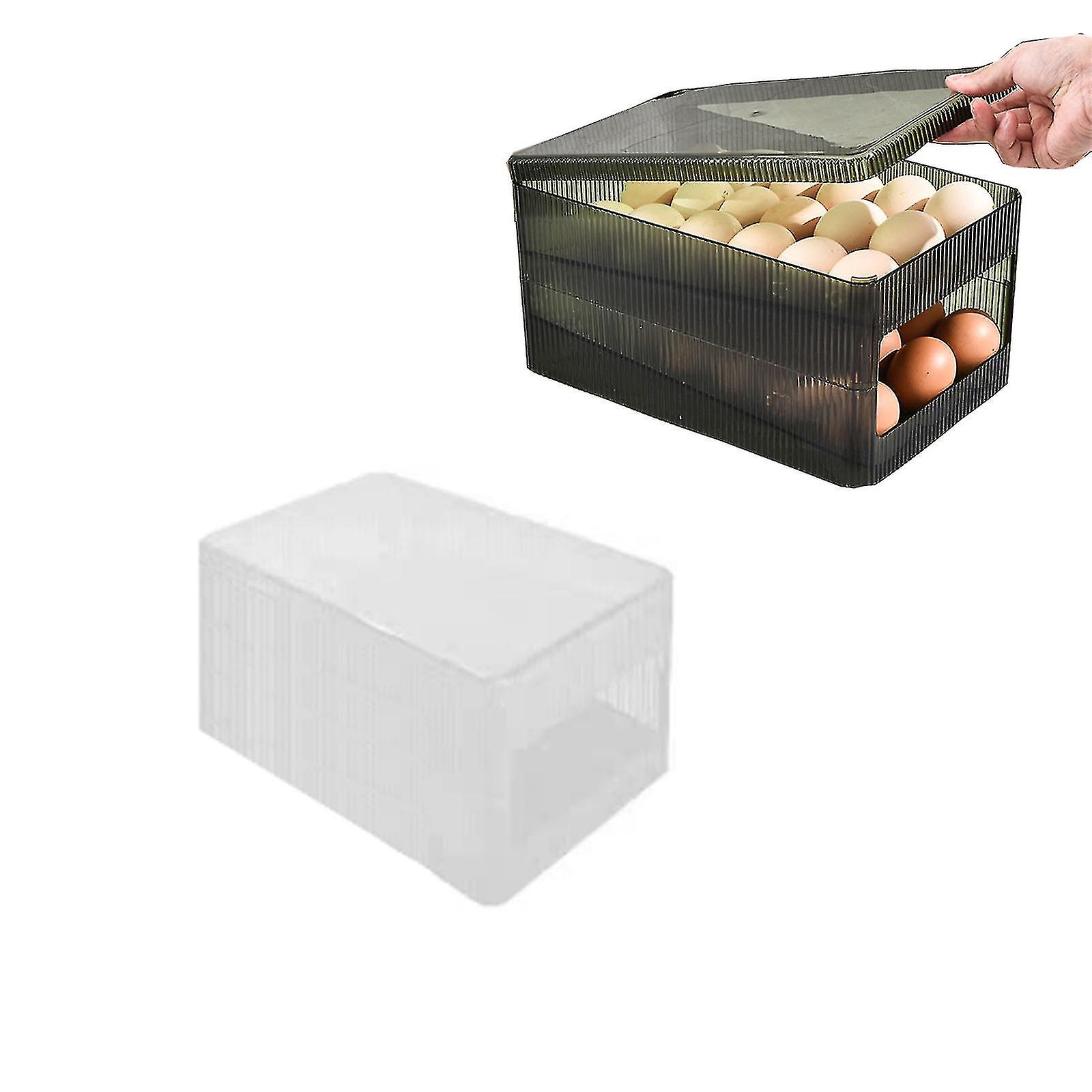 Automatic Rolling Eggs Holder Storage Box Double Track Stackable Clear For Refrigerator