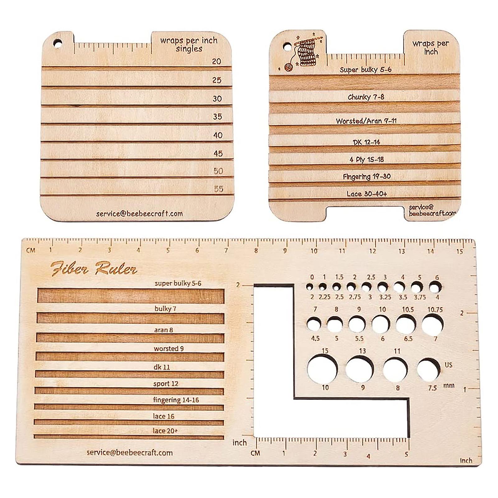 Wooden Knitting Measuring Ruler Delicate Cut Well Polished Template For ...