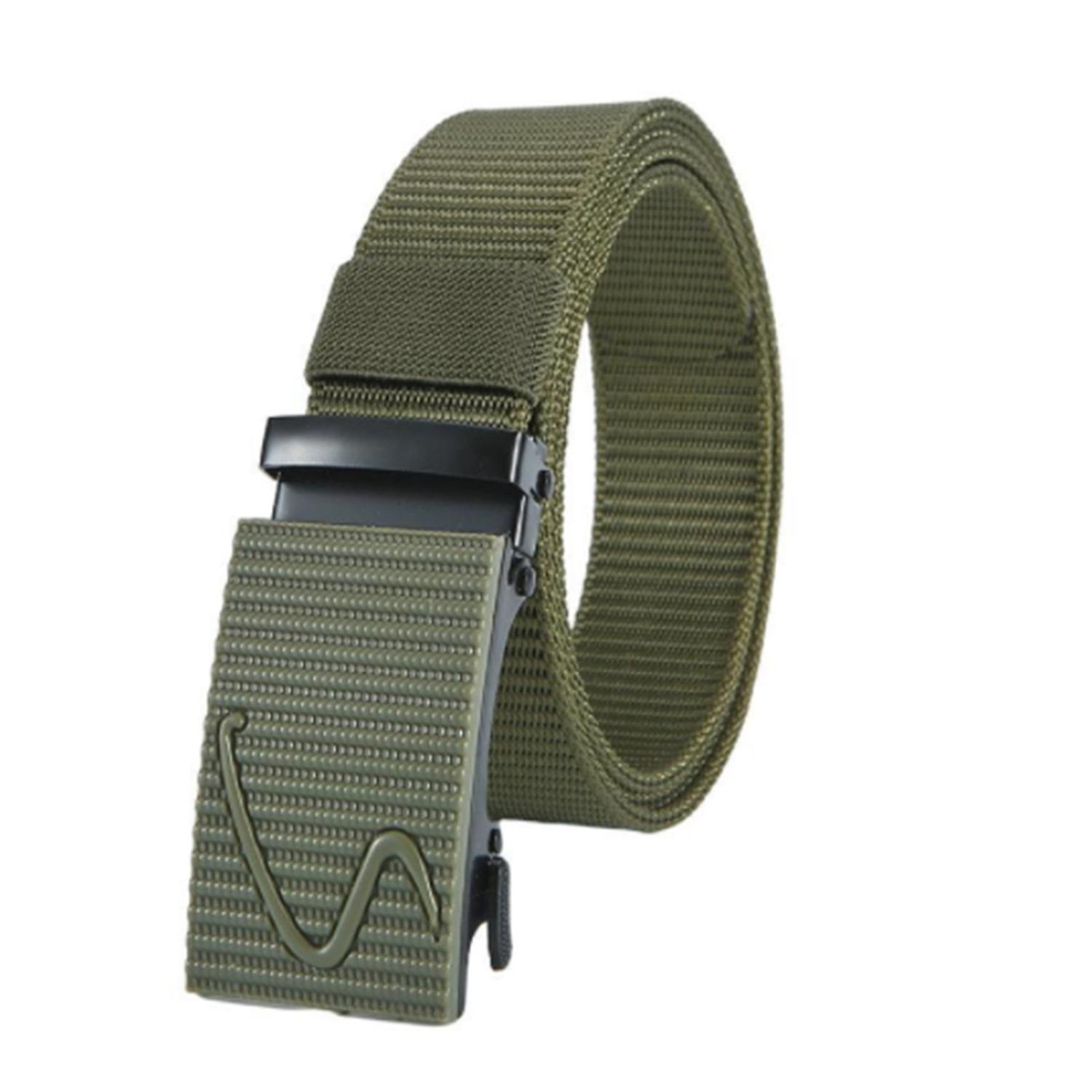 Men Belt Wide Adjustable Anti-break Solid Color Automatic Buckle Match Pants Lightweight Breathable