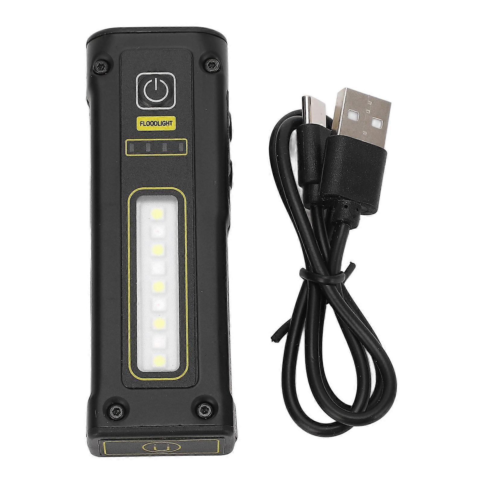 Risegun Type-C Charging SD26802 Black Mini Power Bank Flashlight with Side Lights Mini Handheld Warning Light (shipped with built-in battery)