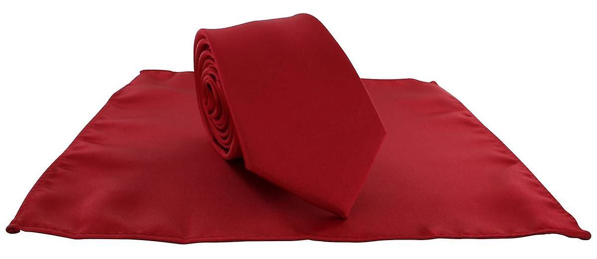 Michelsons of London Silm Satin Polyester Pocket Square and Tie Set - Bright Red
