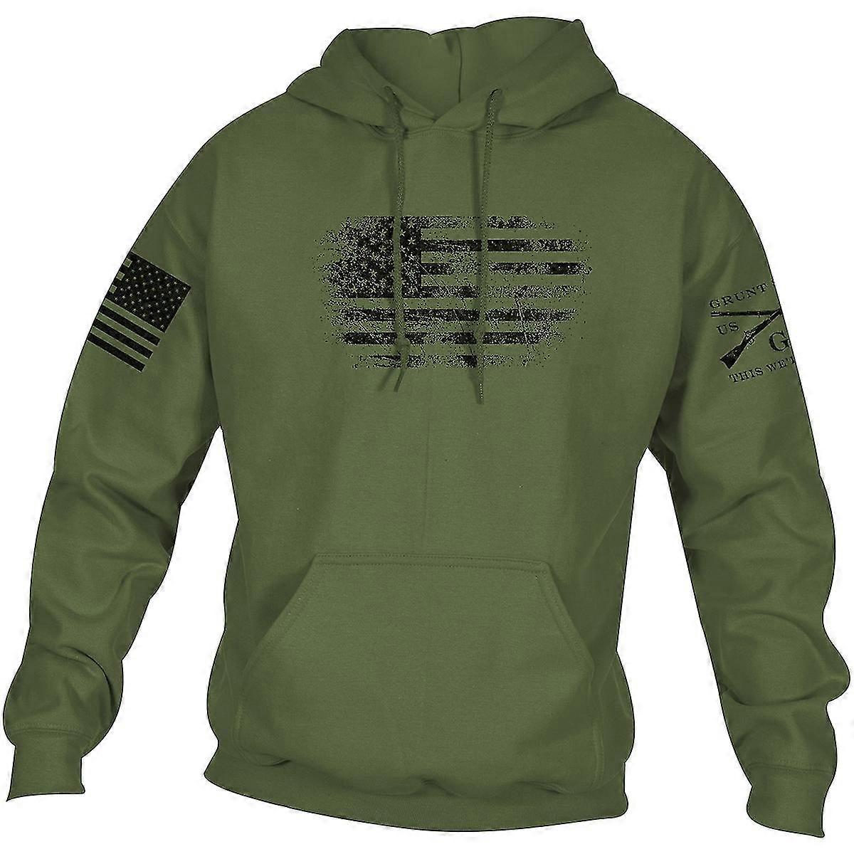 Grunt Style Vintage American Pullover Hoodie - Military Green