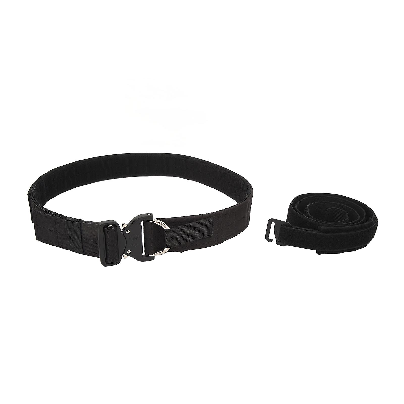 Combat Belt Battle Belt Quick Release 2 Layer Metal Buckle Hook and Loop Multifunctional Rigger Belt for Outdoor Work Black