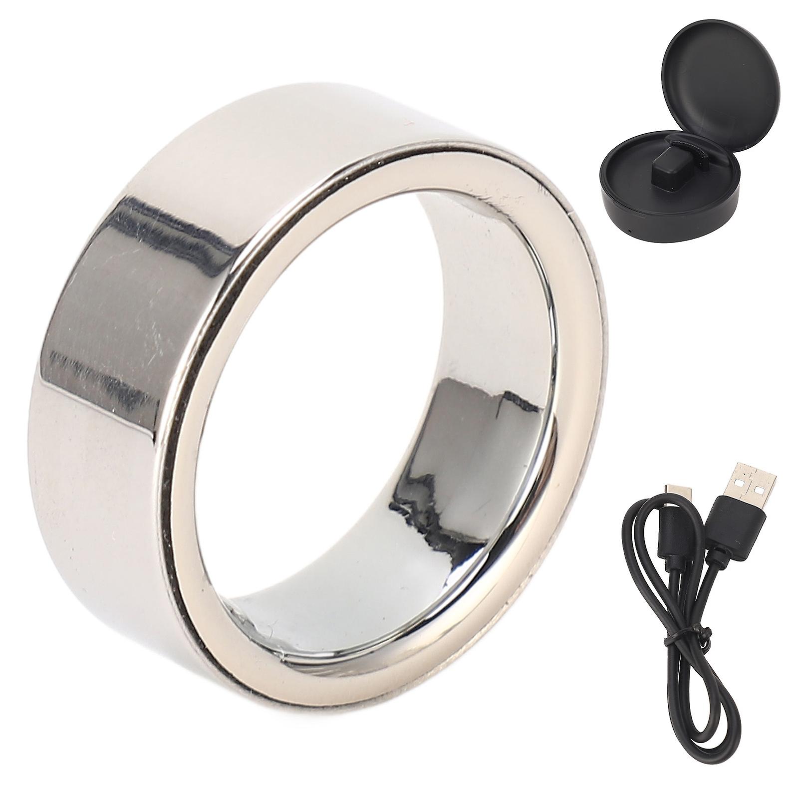 Bluetooth Fitness Tracker Smart Ring for Sleep and Blood Oxygen Monitoring, Waterproof and Rechargeable, Silver