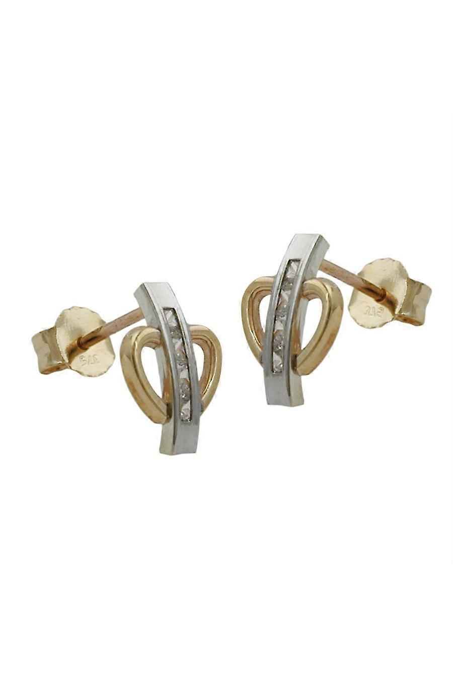 Stud Earrings Bi-coloured Zirconia 9k Gold - Gl431003