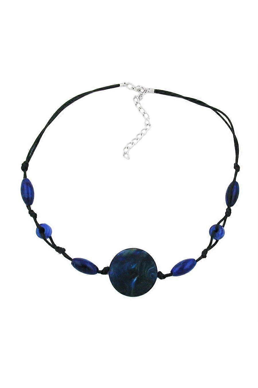 Necklace Blue Marbled Different Shaped Beads - Gl01110