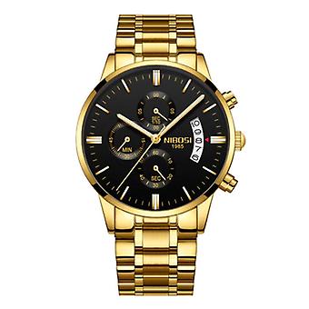 Nibosi Steel Watch for Men - Luxury Strap Anologue Movement for Men Quartz Gold