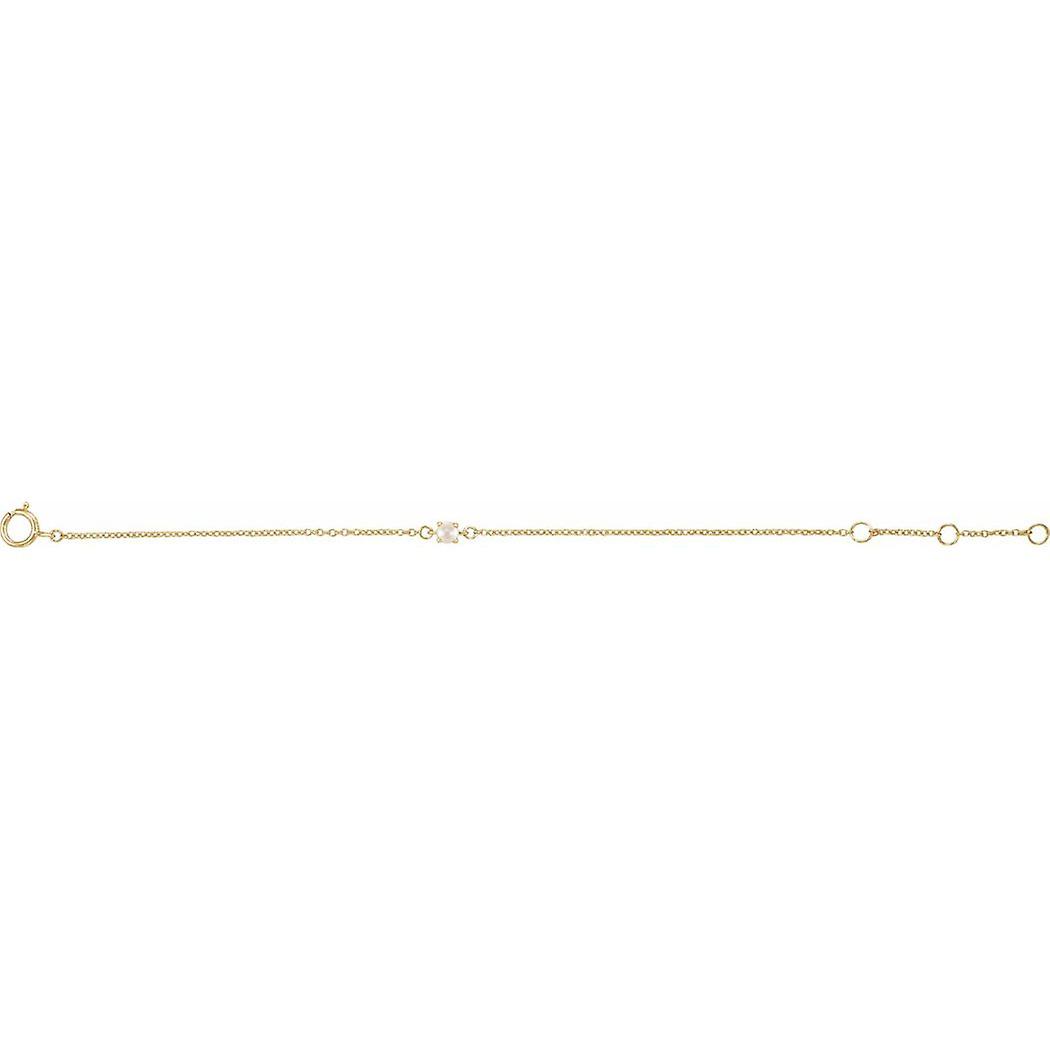 14K イエローゴールド養殖淡水パール 4 1/2 5-1/2 インチポリッシュブレスレットリンクブレスレット 女性用