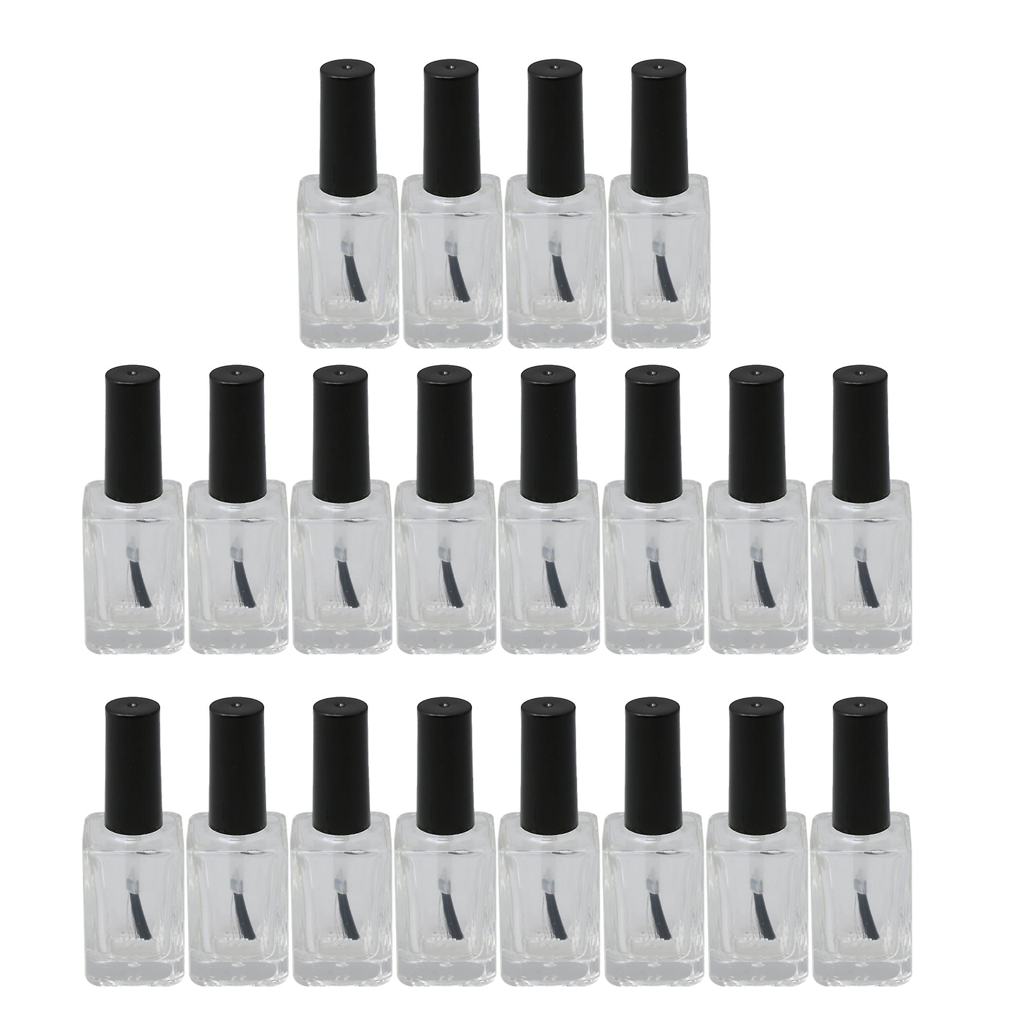 20PCS 15ml Black Transparent Empty Nail Polish Glass Bottles Containers