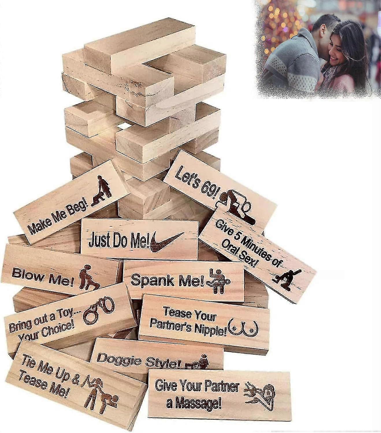XIAOBAN 48 pezzi Super Naughty Block Tower Game, giochi di coppia per adulti, San Valentino Tumbling Tower Stacking Blocks Game, impilabile blocco di