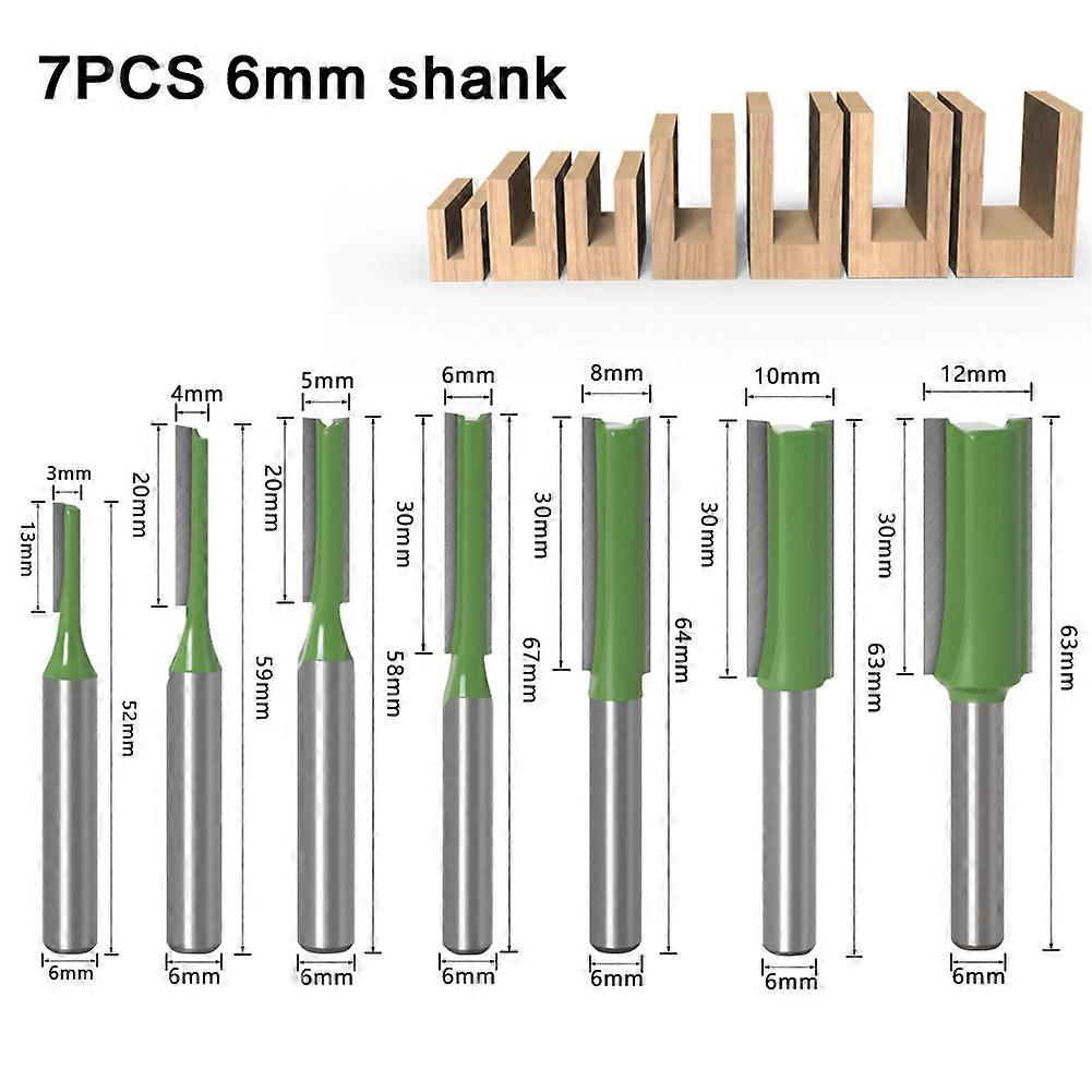 7 Pieces Straight Router Bit, 6mm, Woodworking Tool