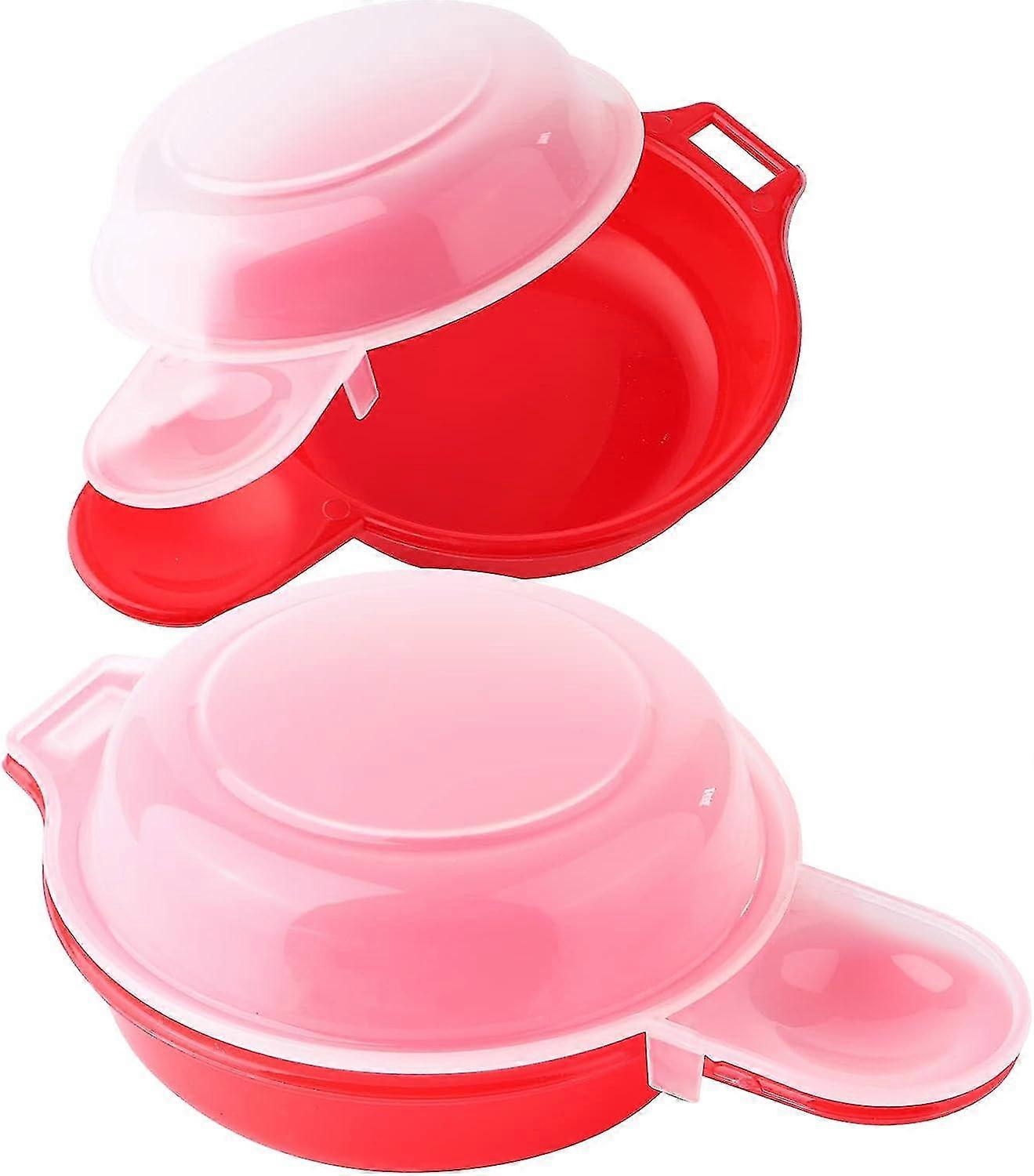 2 Pack Microwave Egg Cooker 1 Minute Hamburger Omelette Kitchen Tool (red & Clear)