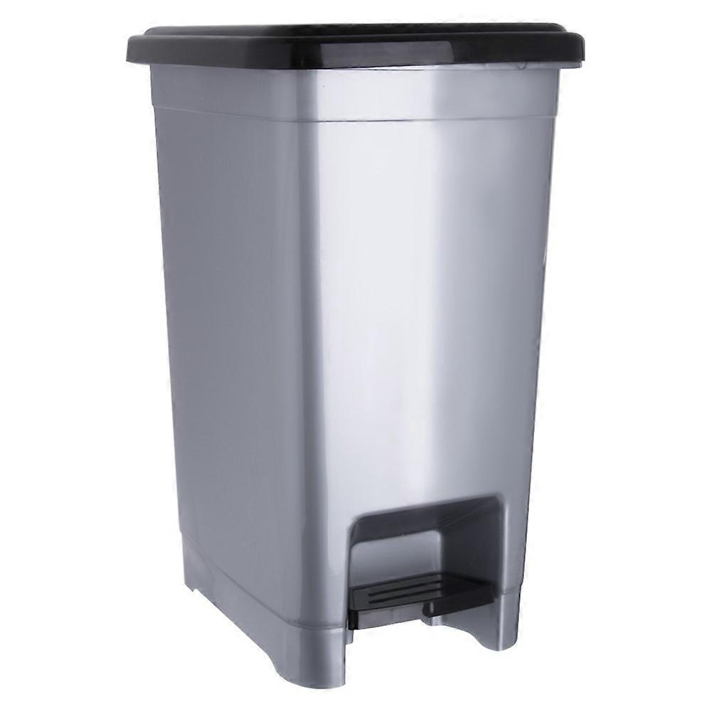 Slim and practical pedal bin in grey plastic with handle