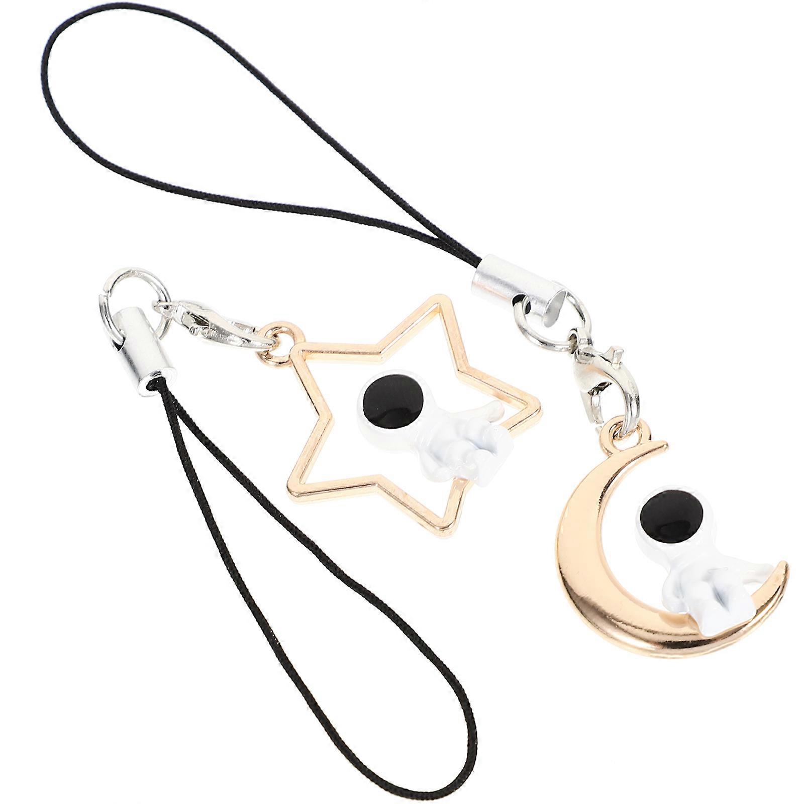 2個宇宙飛行士ペンダント電話チャーム携帯電話ハンギングチャームキーホルダーペンダント