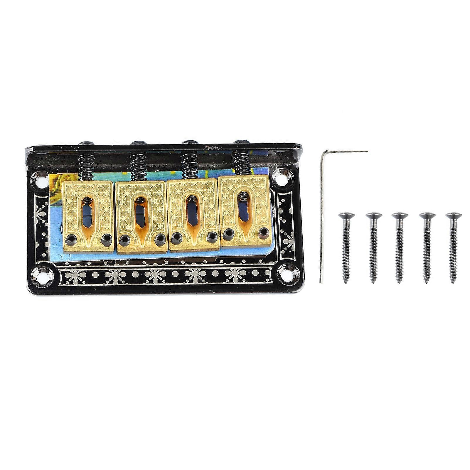 Guitar Fixed Bridge Electric Bass Hardtail Saddle Bridge Tool Metal For 4 String Ukulele Ga908 Black