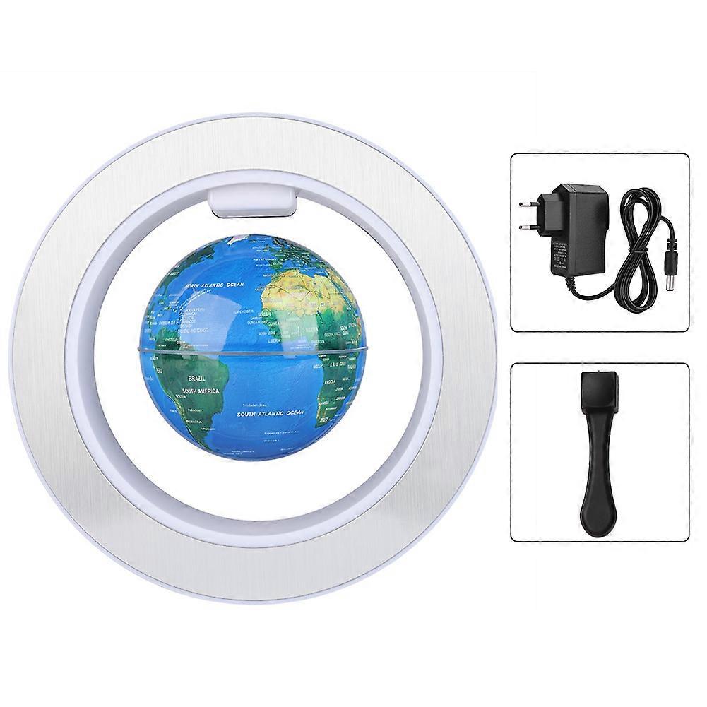 4in O Shape Lewitacja magnetyczna Pływająca kula ziemska Obrotowe kule magnetyczne ze światłem LED do dekoracji biura domowego 100-240VBlue EU
