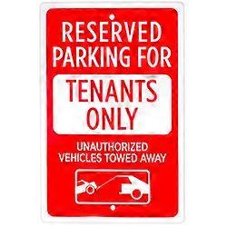 Parking Reserved for Tenants Only Sign