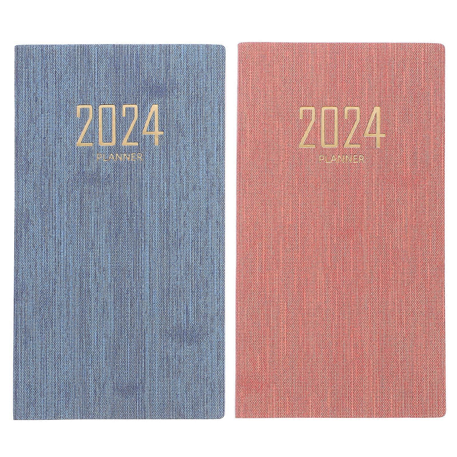 2pcs Planning Writing Notebook Yearly Schedule Notepad Office Daily Planning Notebook (A6)
