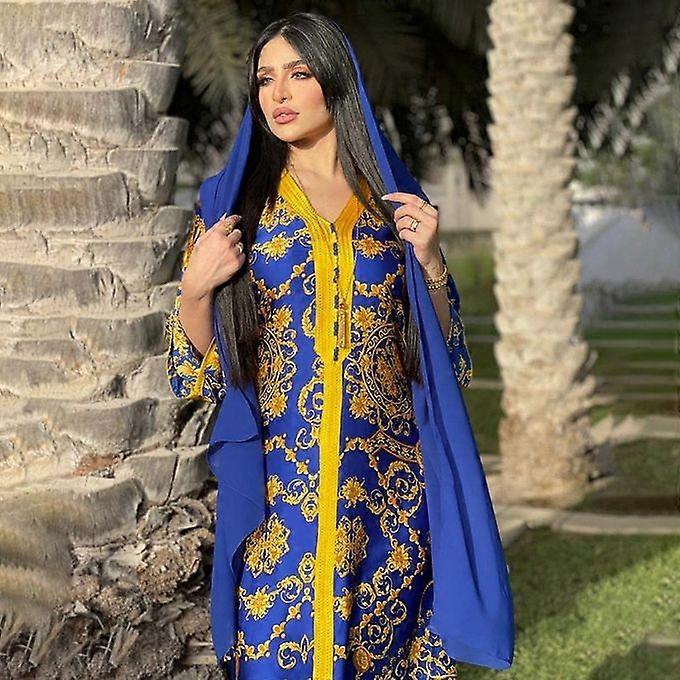 Mujer Estilo digno V-neck Printing Basic Fitness Kaftan