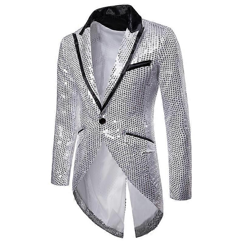 Youthup Pánský flitrový frak Swallowtail Suit Jacket Party Show Tux šaty Coat_k29