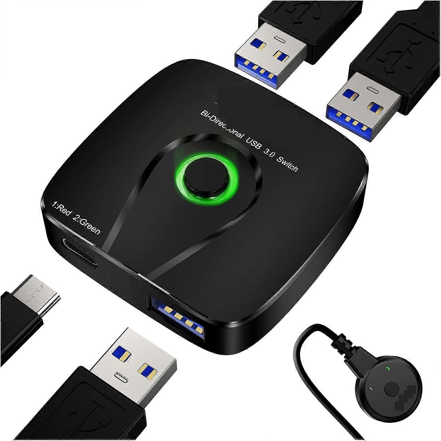 Video Switch Splitter Switch USB 3.0 2 Ports Selector 2 in 1 Output 2 Computers Sharing 1 USB Devices for Keyboard Mouse Printer Scanner USB Disk