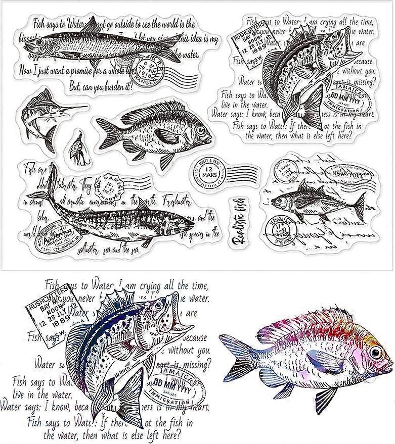 1Sheet Fish Silicone Clear Stamp Seals