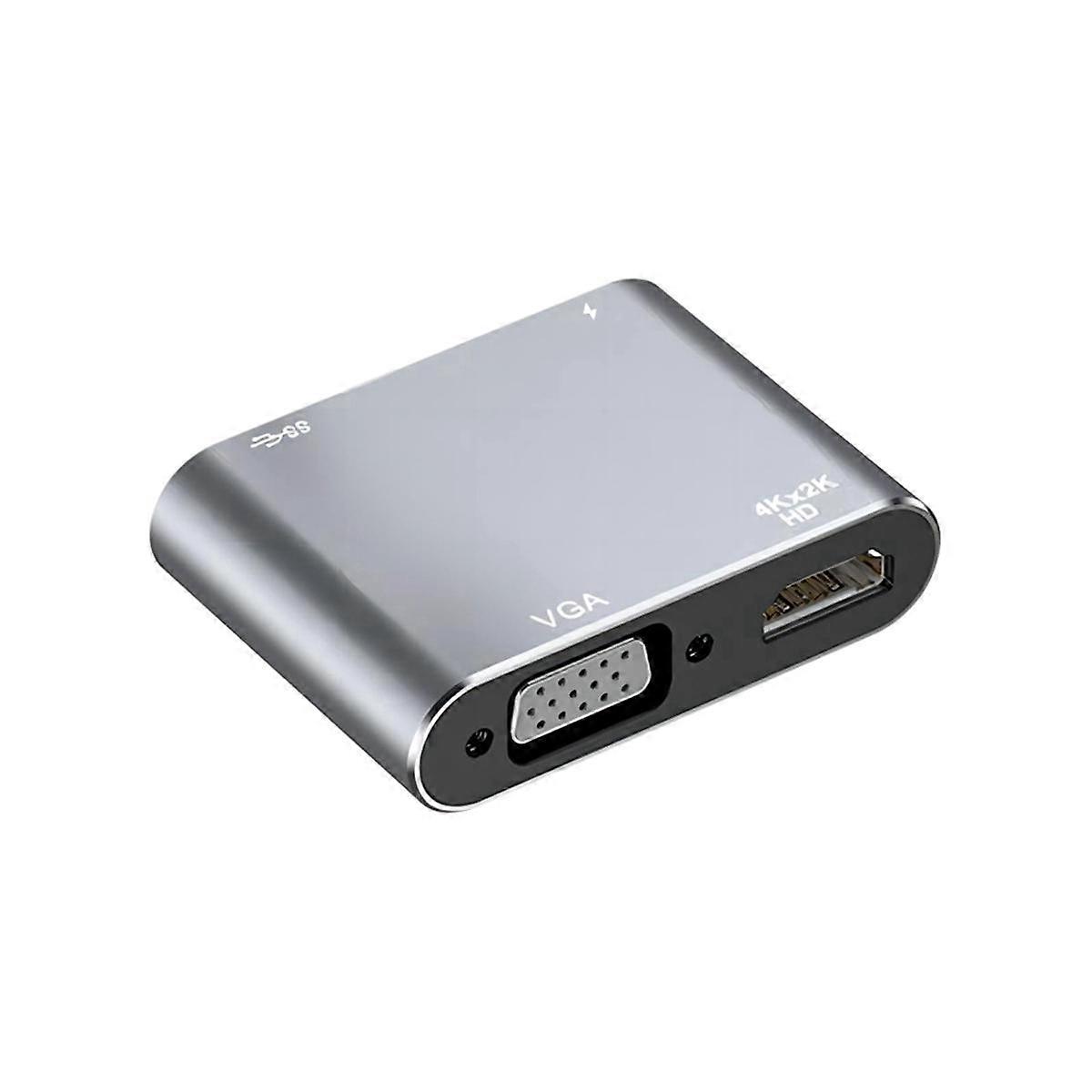 USB C Hub 4-In-1 Docking Station with 5Gbps USB 3.0, 4K HD, VGA, 87W PD Charging for , Laptops, & More
