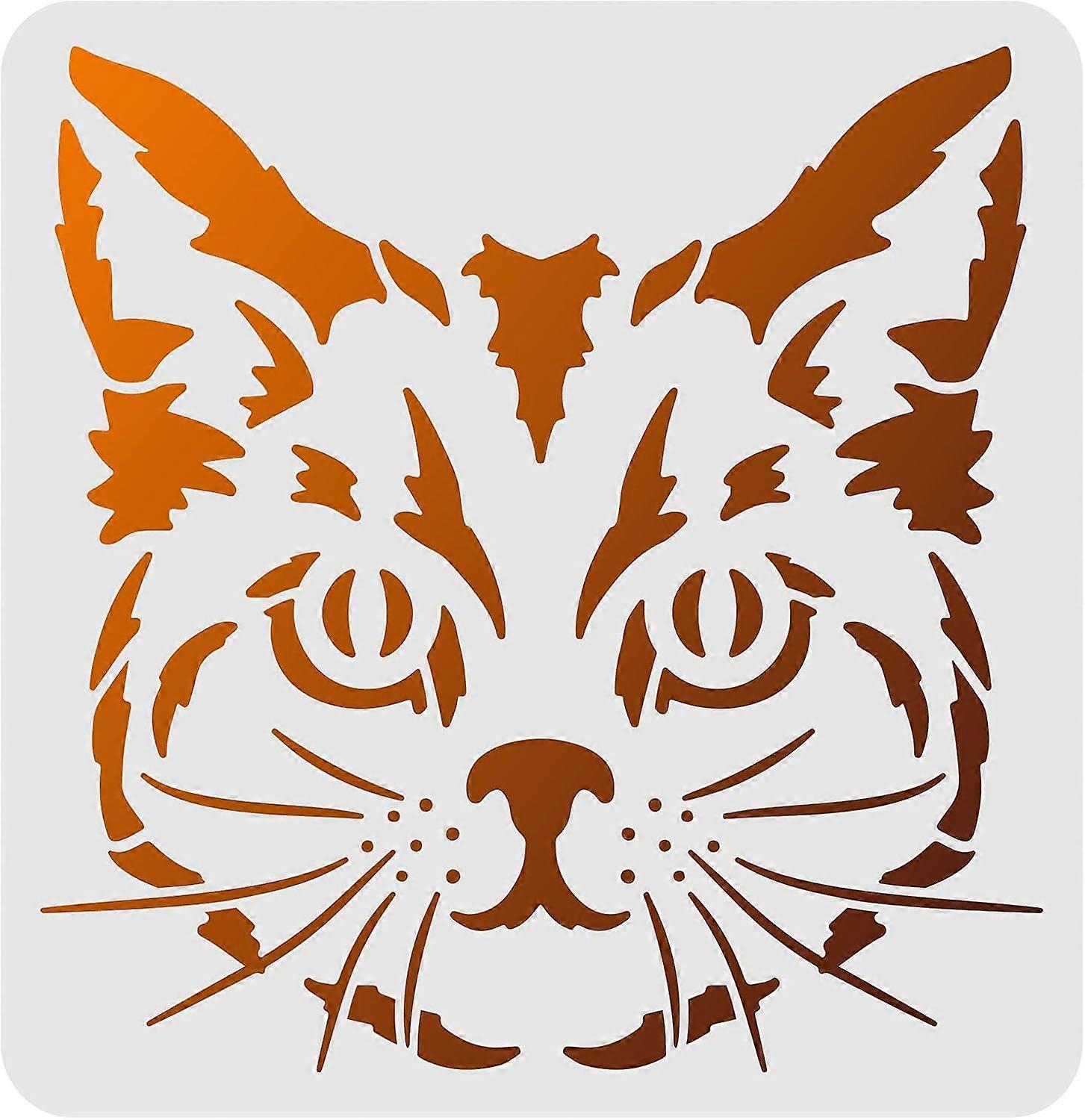 Cat Stencils Template 11.8x11.8inch Plastic Cat Drawing Painting Stencils Square Reusable Stencils for Painting on Wood Floor Wall and Tile