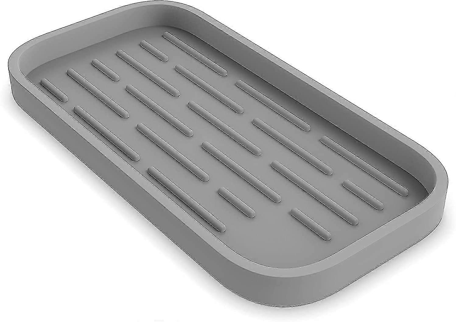 Silicone Drip Mat - Sink Organizer For Sponges, Brushes, Soap, Dry Mat For Wine Glasses, Non-slip Sponge/sink Holder (gray) Gray