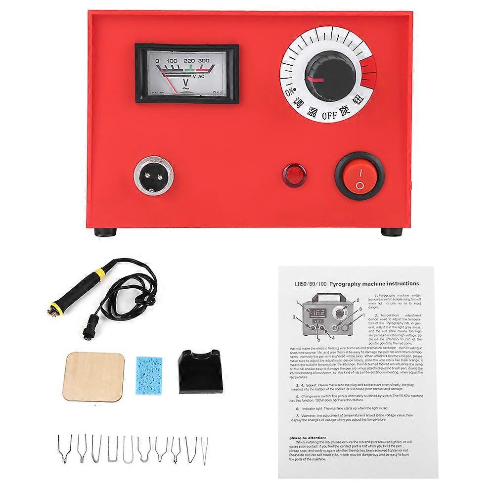 50W Pyrography Pen Machine Kit Set Wood Crafts Burning Tools 0-1000