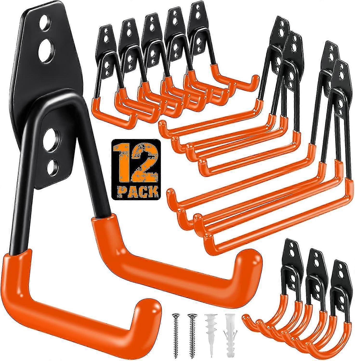 12 Pack Garage Hooks Duty,utility Steel Garage Storage Hooks,wall Mount Garage Hangerorganizer For Organizing Tools,ladders,bulk Items,bi