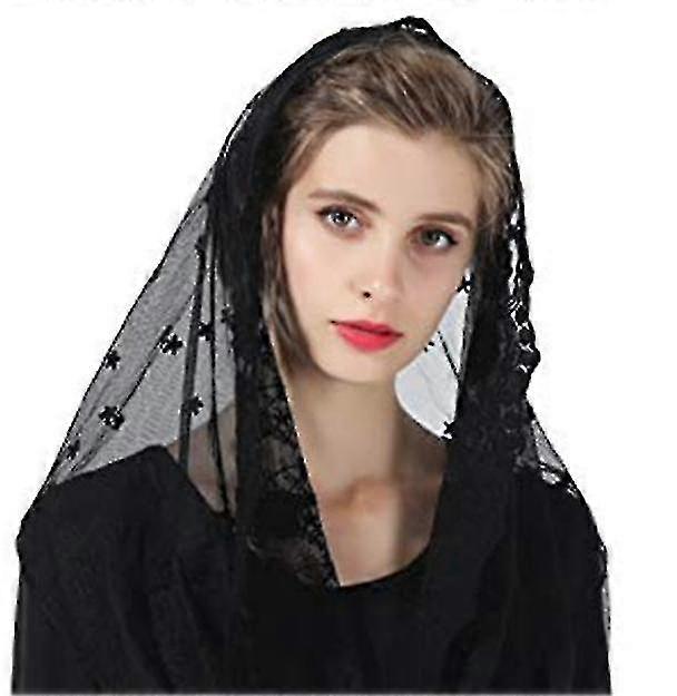 Çiçek Dantel Peçe Baş Örtüsü Latin Kitle Mantilla Peçe Gelin Kadınlar İçin Kısa Eşarp-Yvan