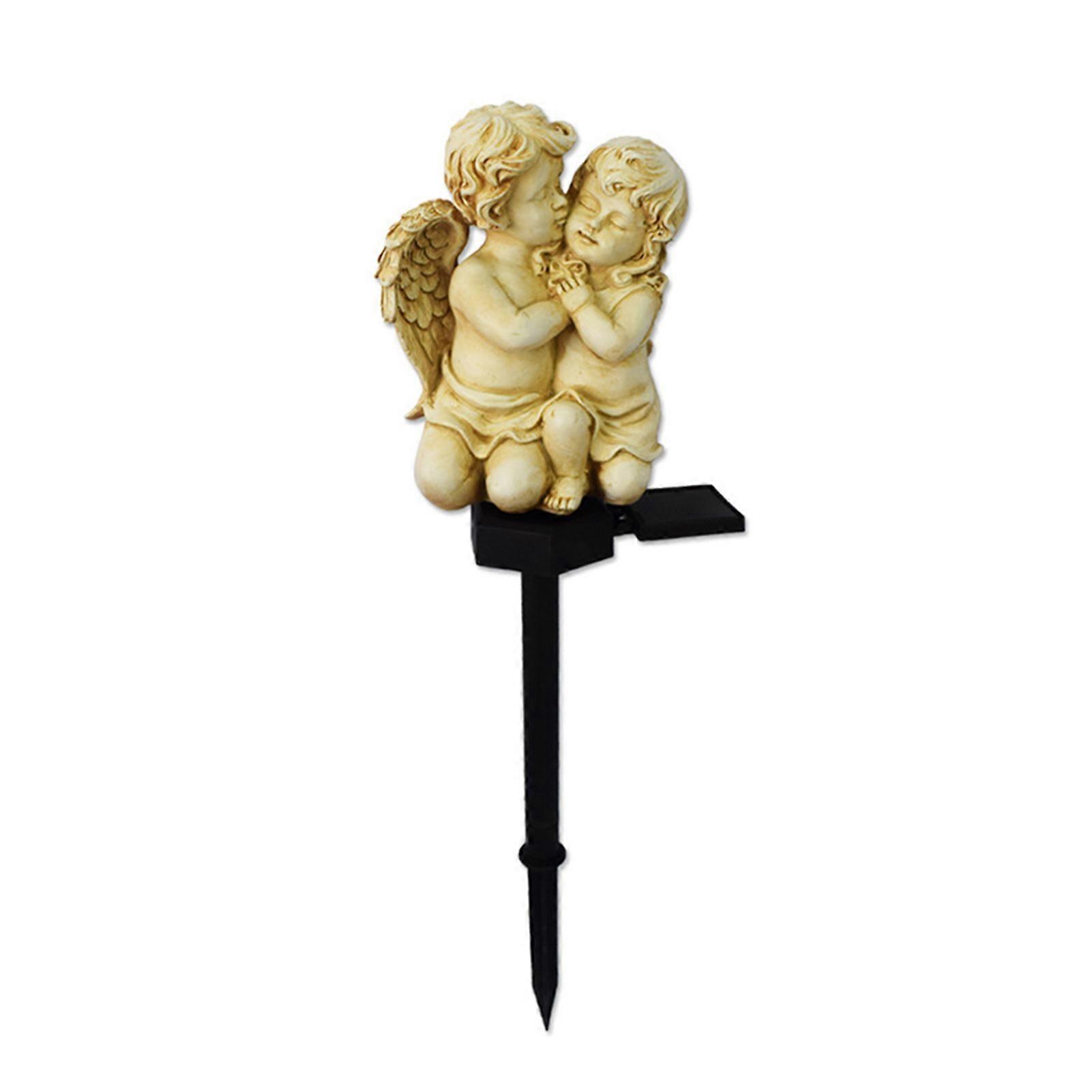 Solar Power Light Angel Couple Shape Exquisite Workmanship Automatic Light for Driveways Patios Fences