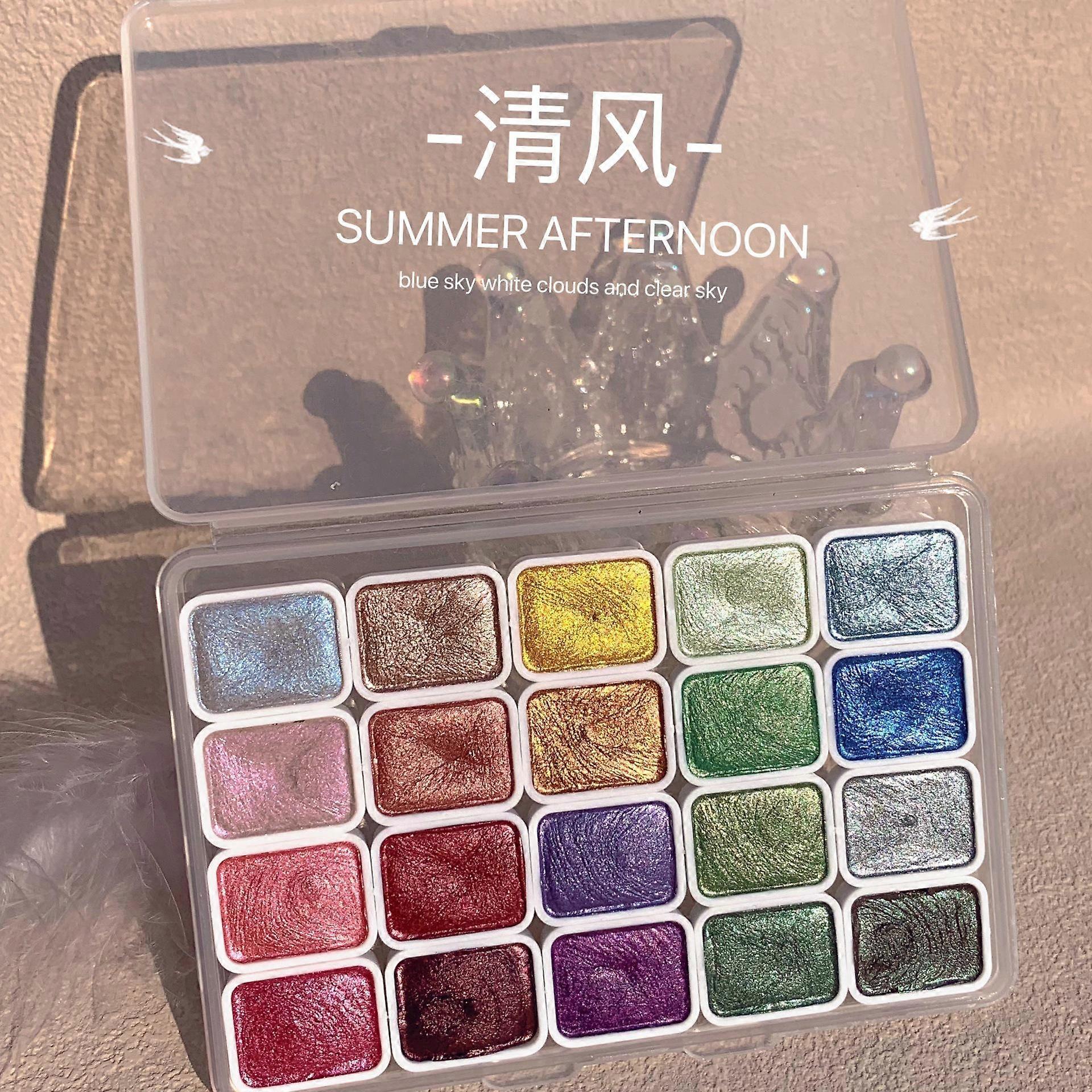 20 لونا مجموعة طلاء بالألوان المائية ، طلاء ألوان مائية متعدد ، دهانات معدنية