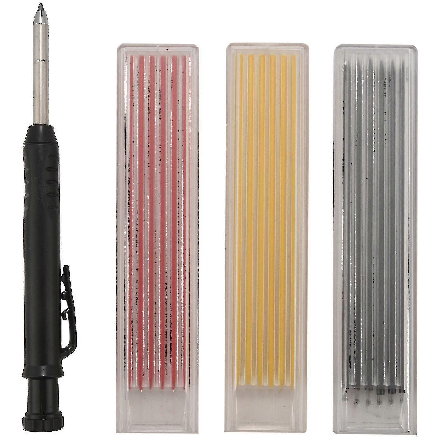 Compatible Withcompatible With19 Pieces Solid Carpenter Pencil Set Marker And 18 Refill Leads, A