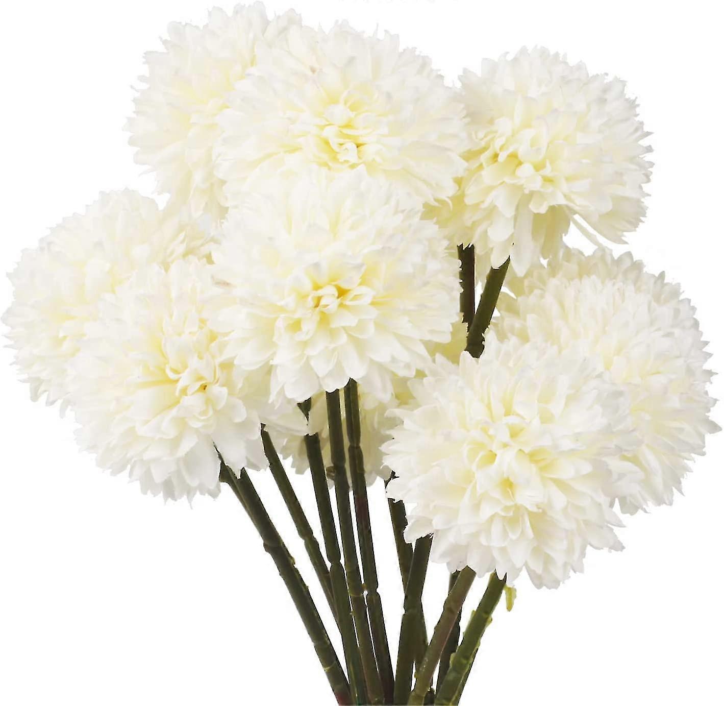 Witte kunstbloemen 12pcs Acsergery Chrysanthemum Bal bloemen zijden hortensia bruidscadeau