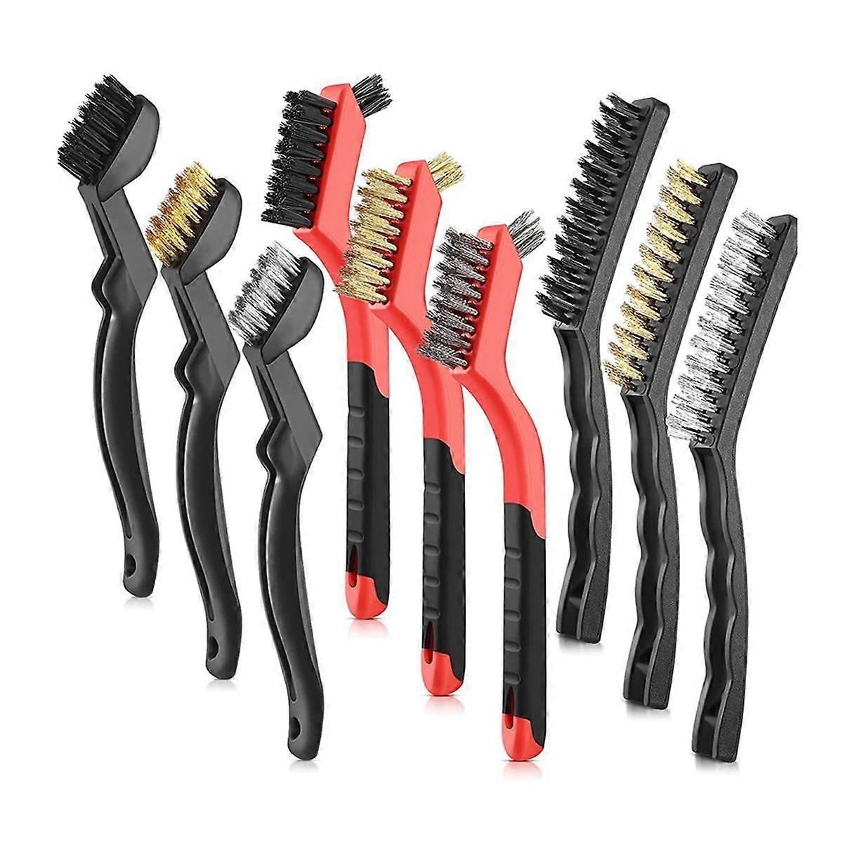 9-Piece Wire Brush Set Brush Cleaning Set is Used to Clean Welding Slag, Rust and Dust