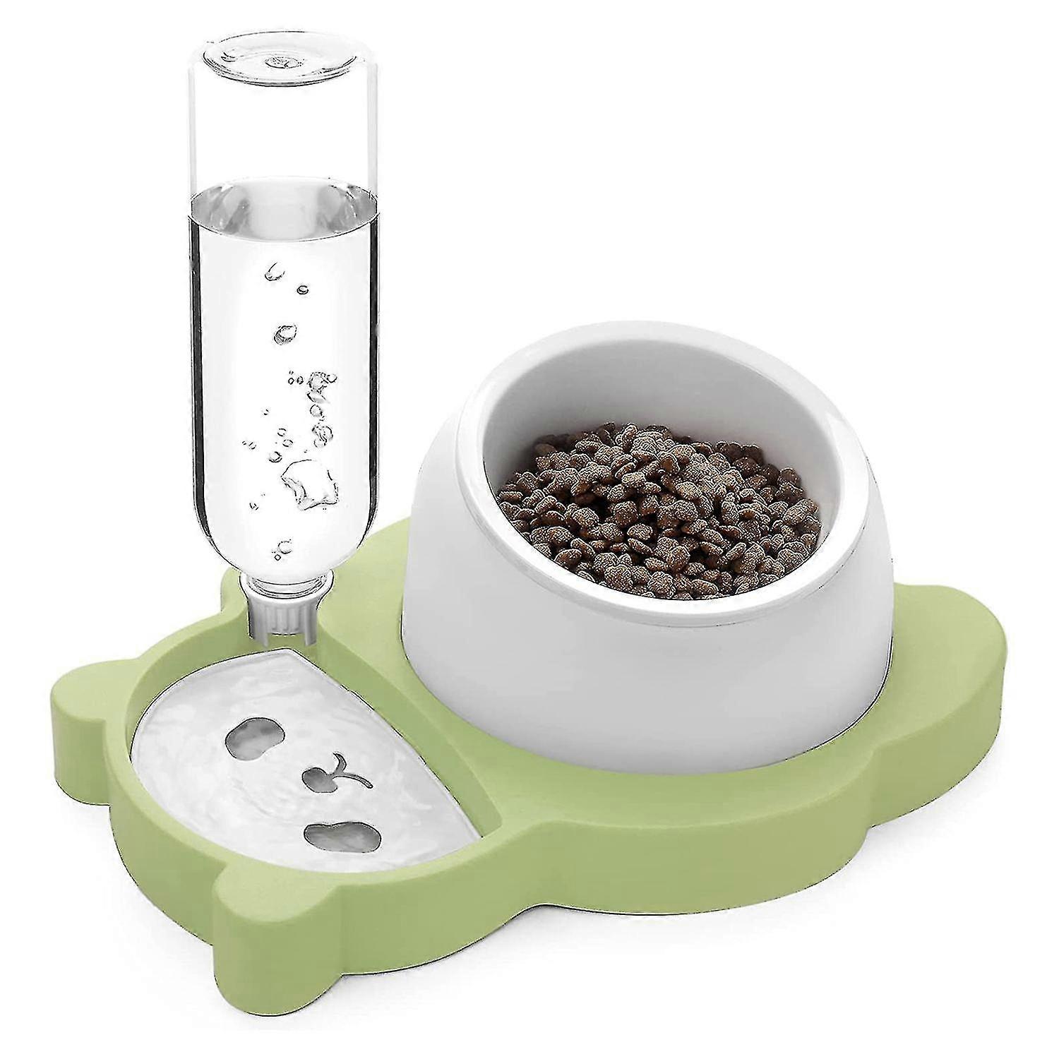 Dog Cat Bowls, Tilted Cat Food And Water Bowl Set, Cat Bowl Green