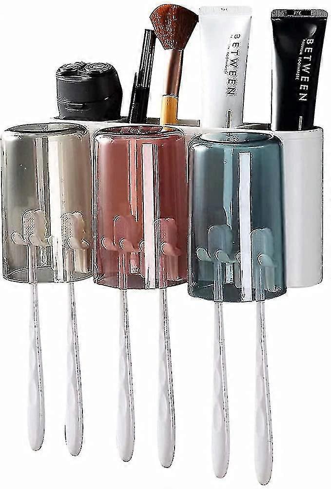 Wall-mounted Toothbrush Holder With 3 Cups - Toothbrush Holder Set