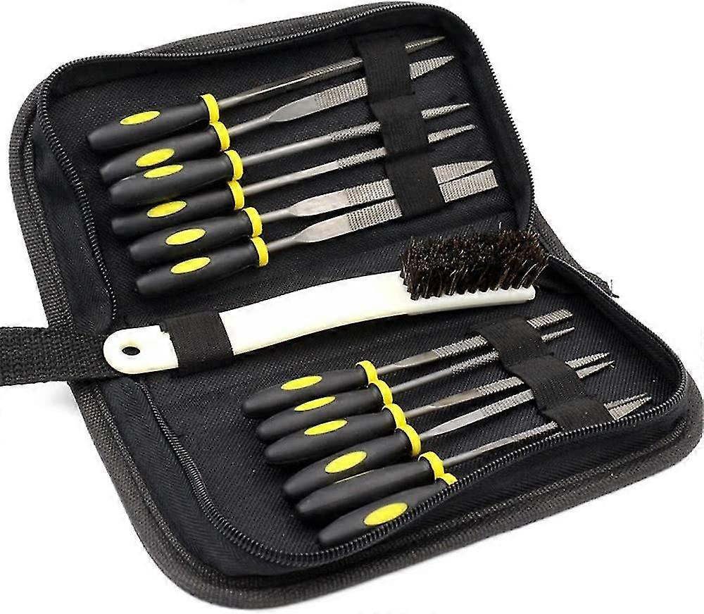 15pcs File Kit Woodworking Rasp Tools Carbon Steel Carpentry Carving Sickles With Storage Bag And Brush