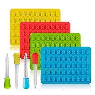4 pack silicone candy molds and ice cube trays with 4 droppers