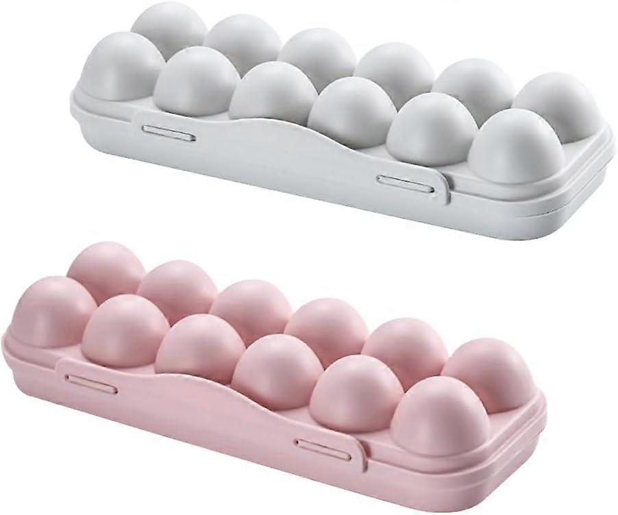 12 Grids Egg Storage Box with Lid 2 Pieces 12 Grid Egg Box PP Egg Box Egg Tray Egg Holder for 12 Eggs Egg Storage Container